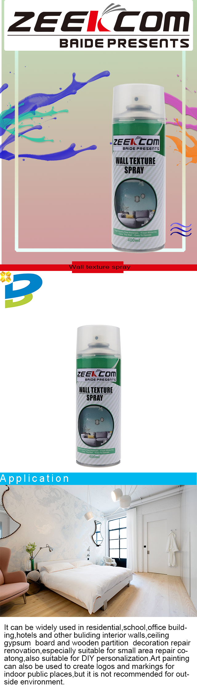 Wall Texture Water Soluble 400ml Aerosol Spray Paint